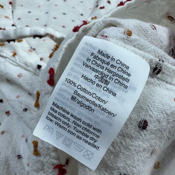 Madewell Ivory Clipdot Ruffle Hem Side Tie Wrap Textured Short Sleeve Top Small - Picture 12 of 12